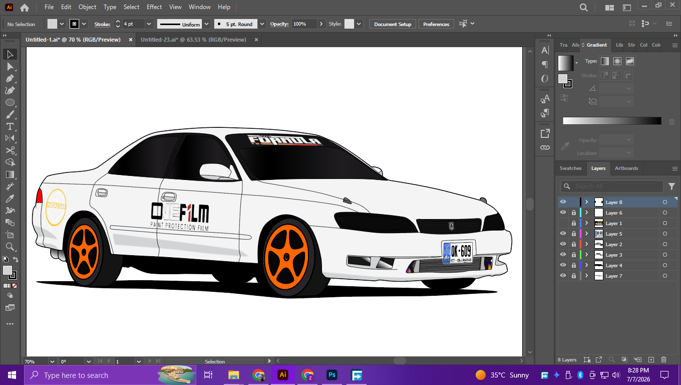 I will create a custom automotive car illustration from your photo
